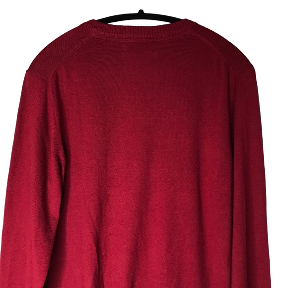 Eddie Bauer Pullover Sweater Red Cotton Cashmere V-Neck Collar Men’s Medium - Picture 8 of 11